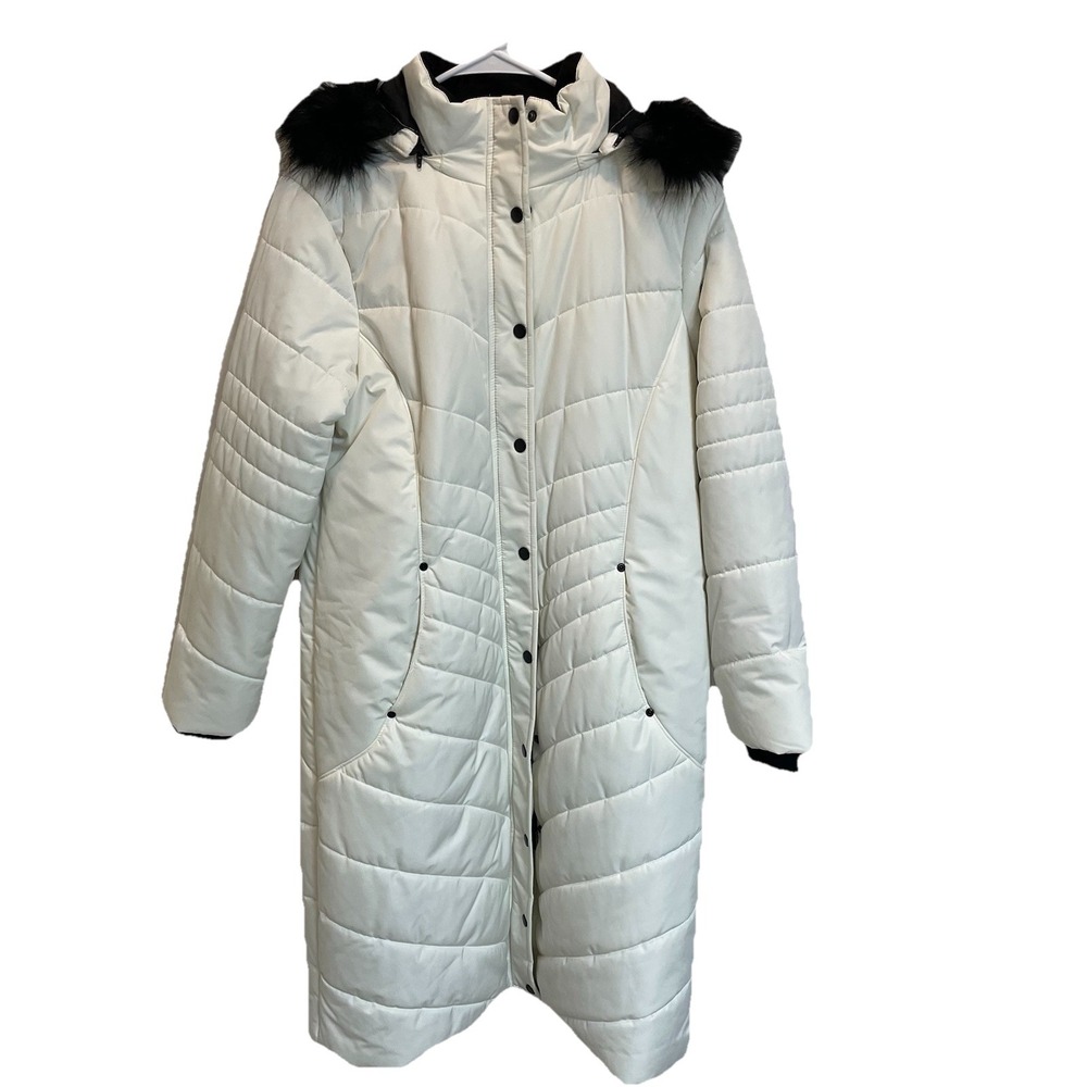 Monroe & Main White Long Hooded Coat Women's Size‎ Large